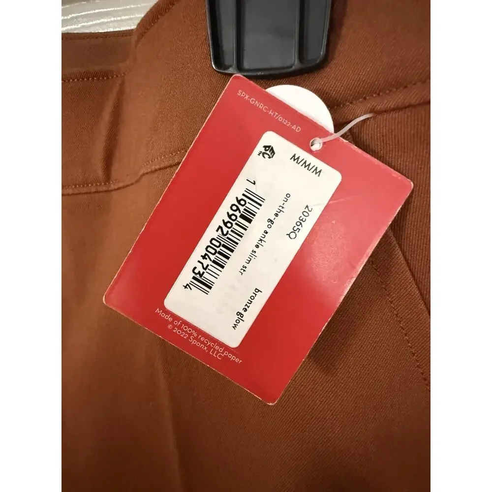 NWT Spanx Women's On-the-Go Ankle Slim Straight Pant Bronze Glow M Medium Petite